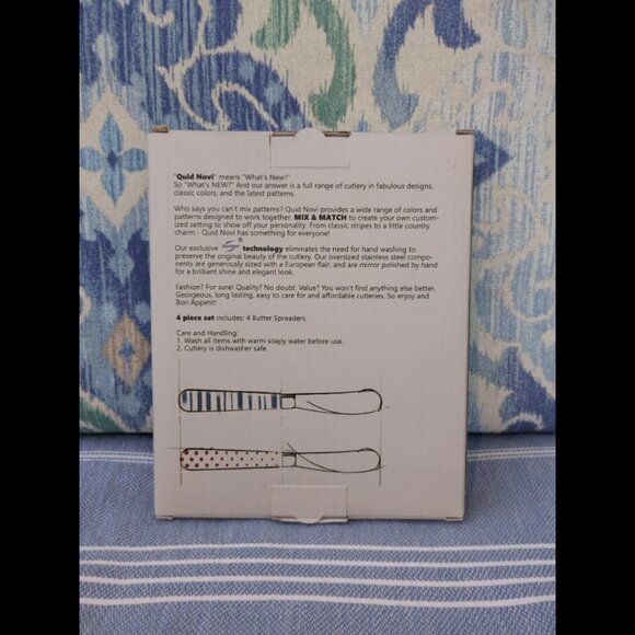 Butter Knife Set – 4pc Cheese Spreaders Brown Wood Striped Handles Quid Novi - Picture 3 of 3